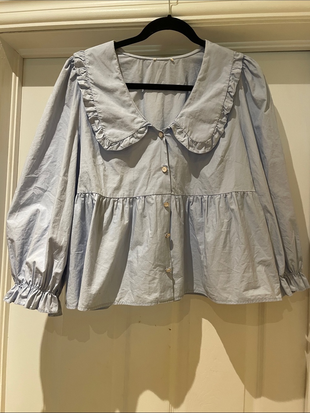 Cotton Peter Pan Collar Blouse Romantic Coquette Sz 12